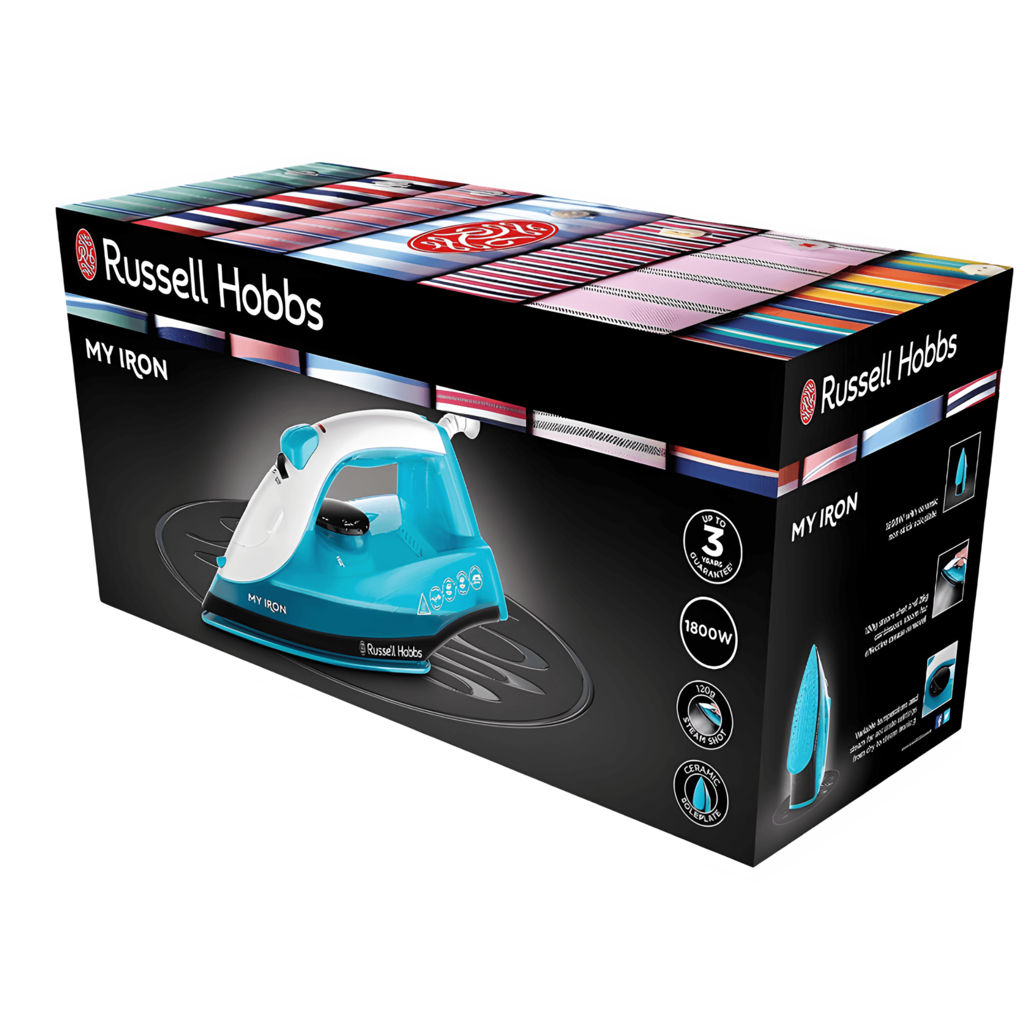 Russell Hobbs My Iron Steam Iron – 1800W, Ceramic Soleplate (White & Blue)