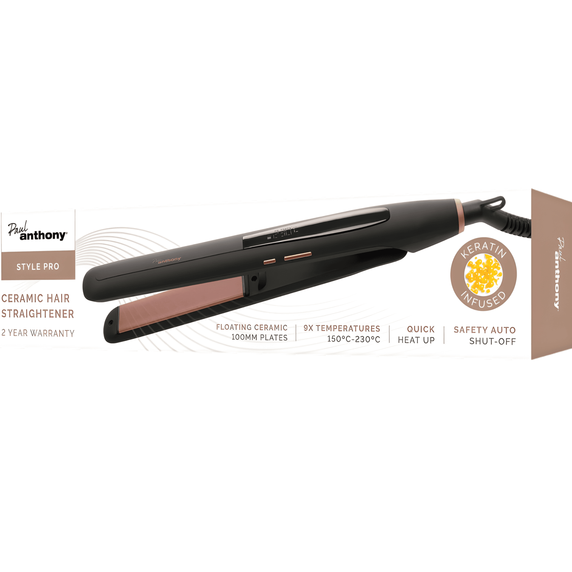 Paul Anthony StylePro Ceramic Hair Straightener With Keratin