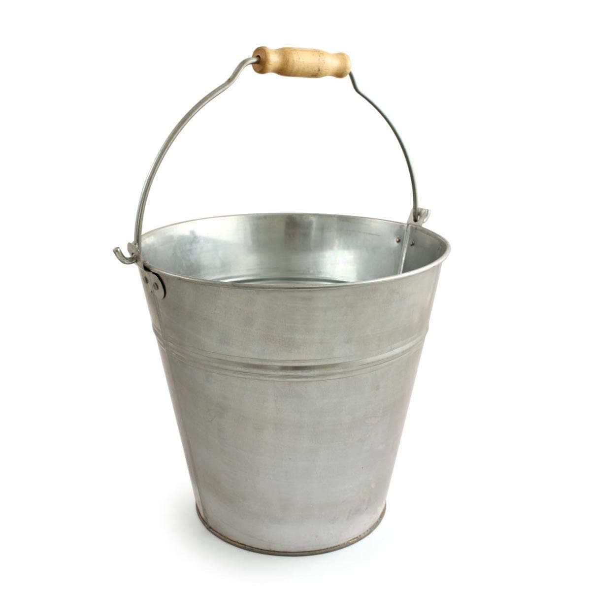 12 Litre Galvanised Bucket with Wood Handle