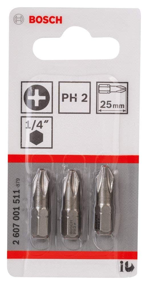 Extra Hard Screwdriver Bit PH2 25mm Pack of 3