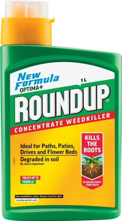 Roundup Weedkiller Concentrate - ﻿New formula concentrate for treating larger areas
Ideal for paths, patios,drives and flower beds
Systemic weedkiller that kills from the inside out
K