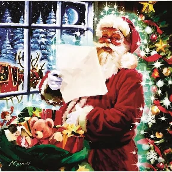 40cm Battery Operated Lit Canvas Santa's List
