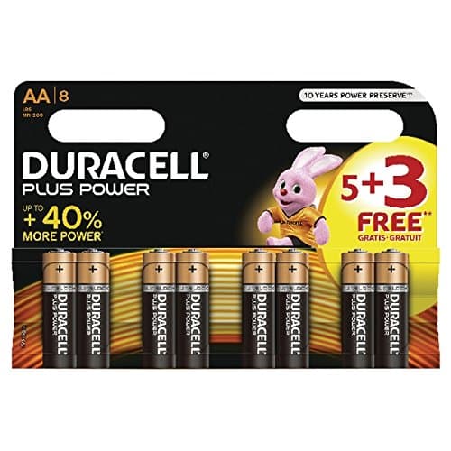Max Batteries 4 Plus 4 Free - ﻿Duracell Plus Power AA 8-Pack (5+3 Free). 

* Size AA LR6 MN1500.
* Long shelf life, Best before 2023 
* Duracell AA 8-Pack.This pack contains 5 AA p