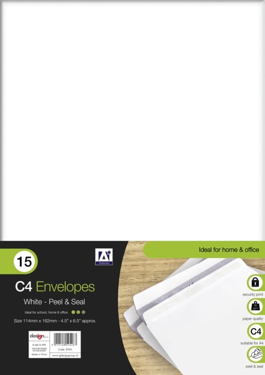 White Envelopes C4 Pack 15
