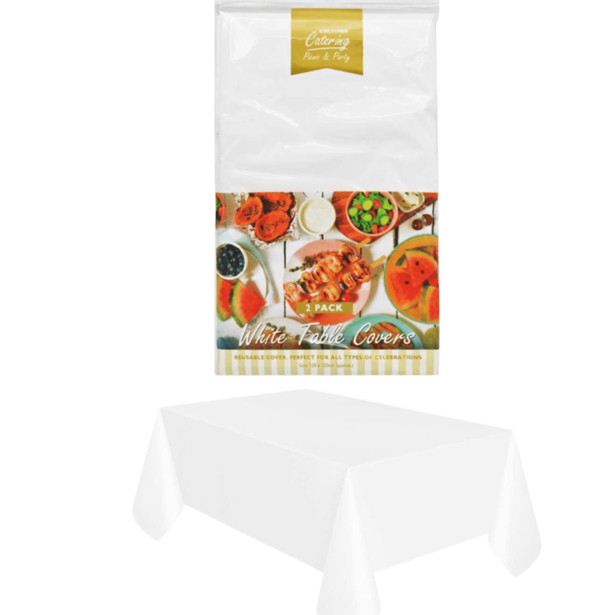 Kingfisher White Table Covers (120cm x 120cm) 2 Pack