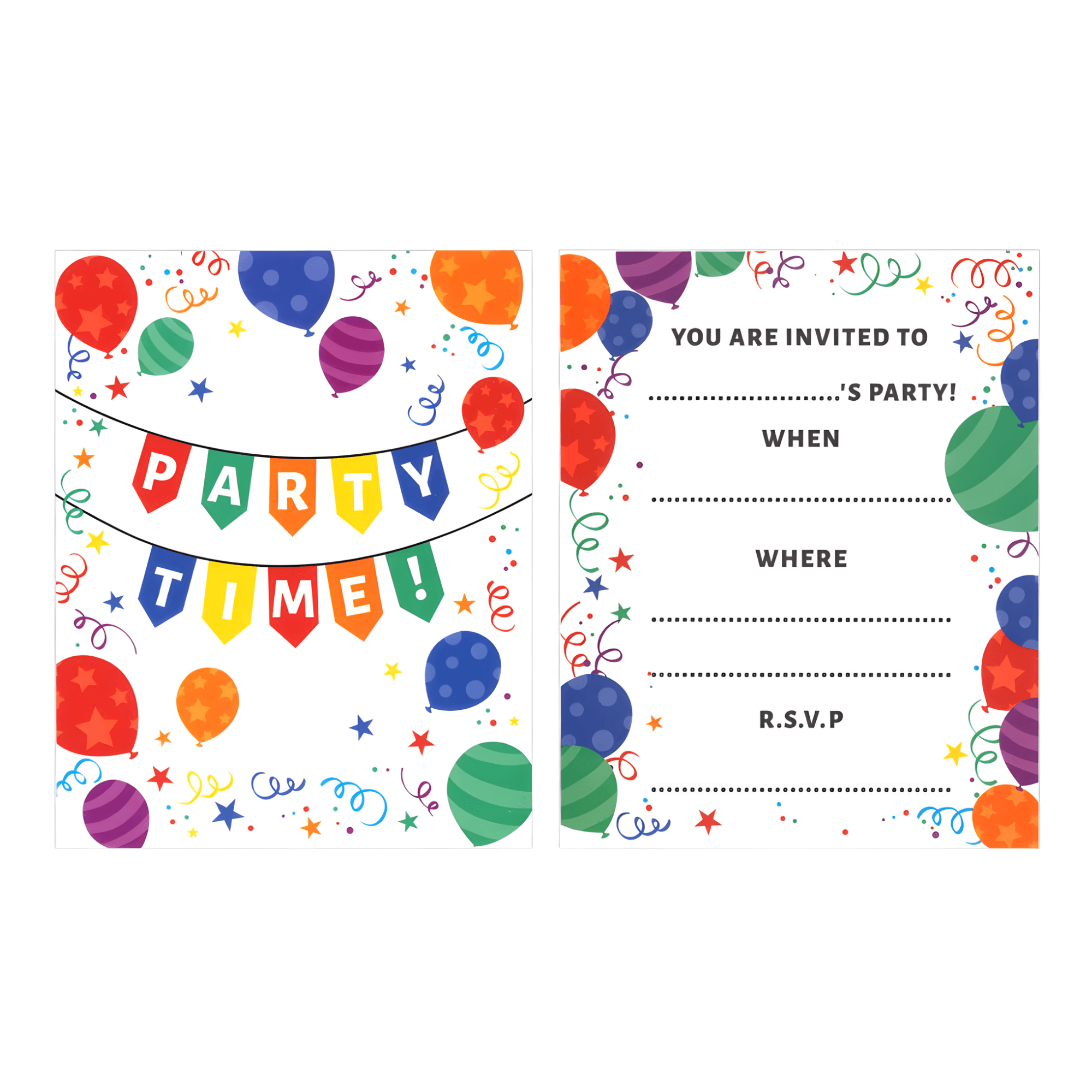 Party Invitations 20 Pack - Balloons