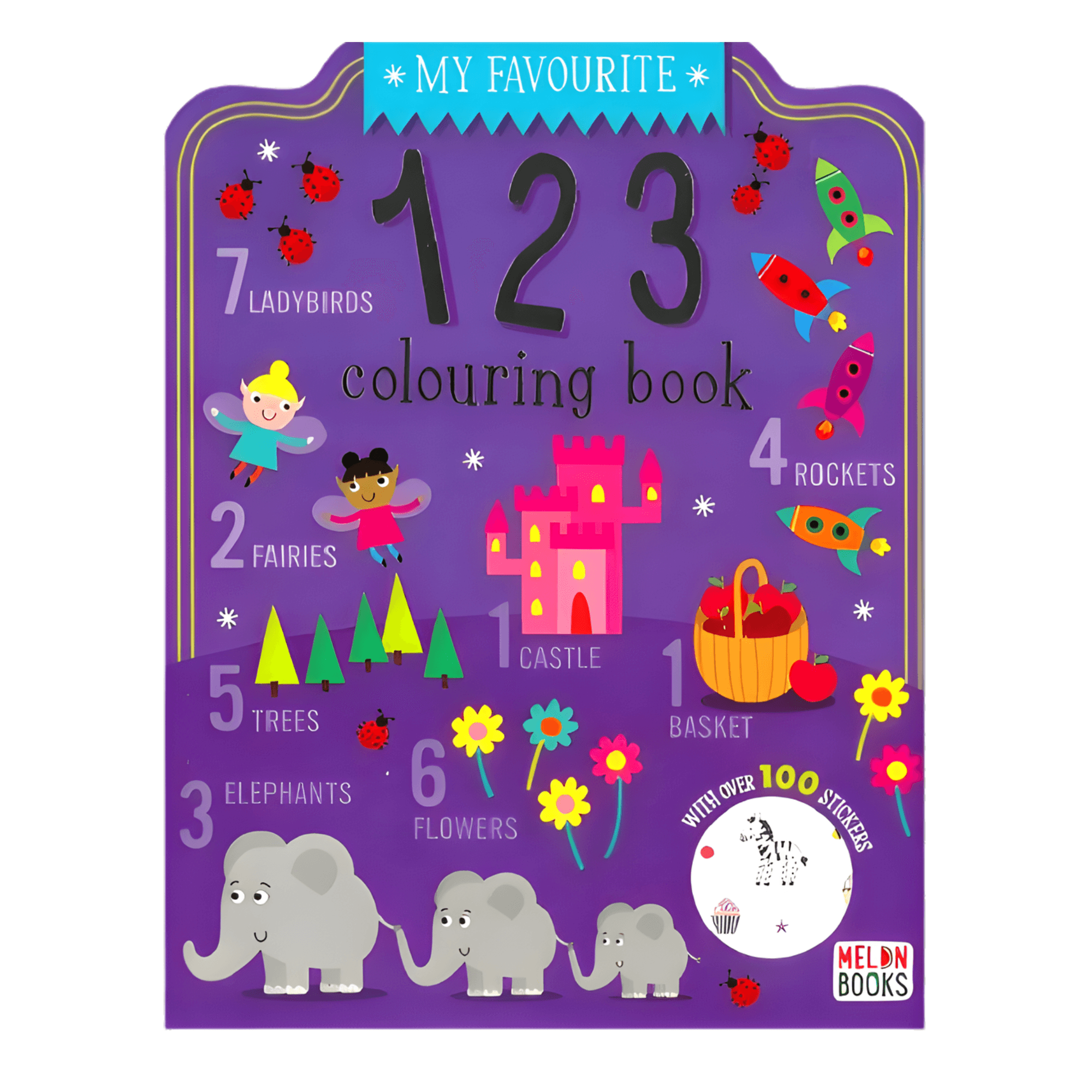 Colouring Book (72 Pages) + 100 Stickers - 123
